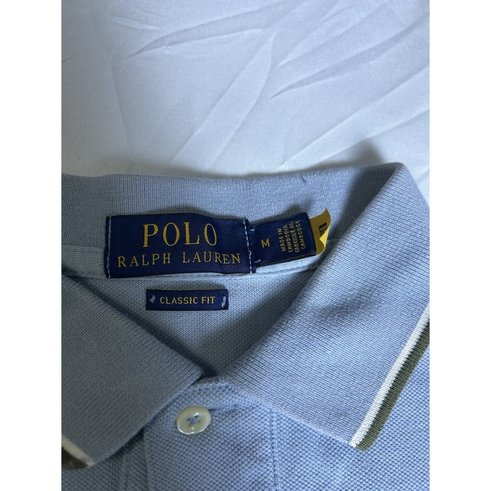 Polo Ralph Lauren Classic Fit Polo Shirt Mens Size Medium Light Blue - Picture 7 of 7
